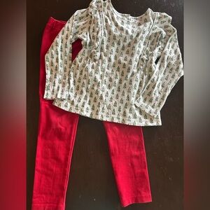 Lila and Hayes Christmas outfit top and bottom size 5T girls